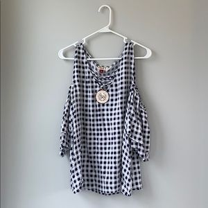 Gingham Navy and White Tank Top